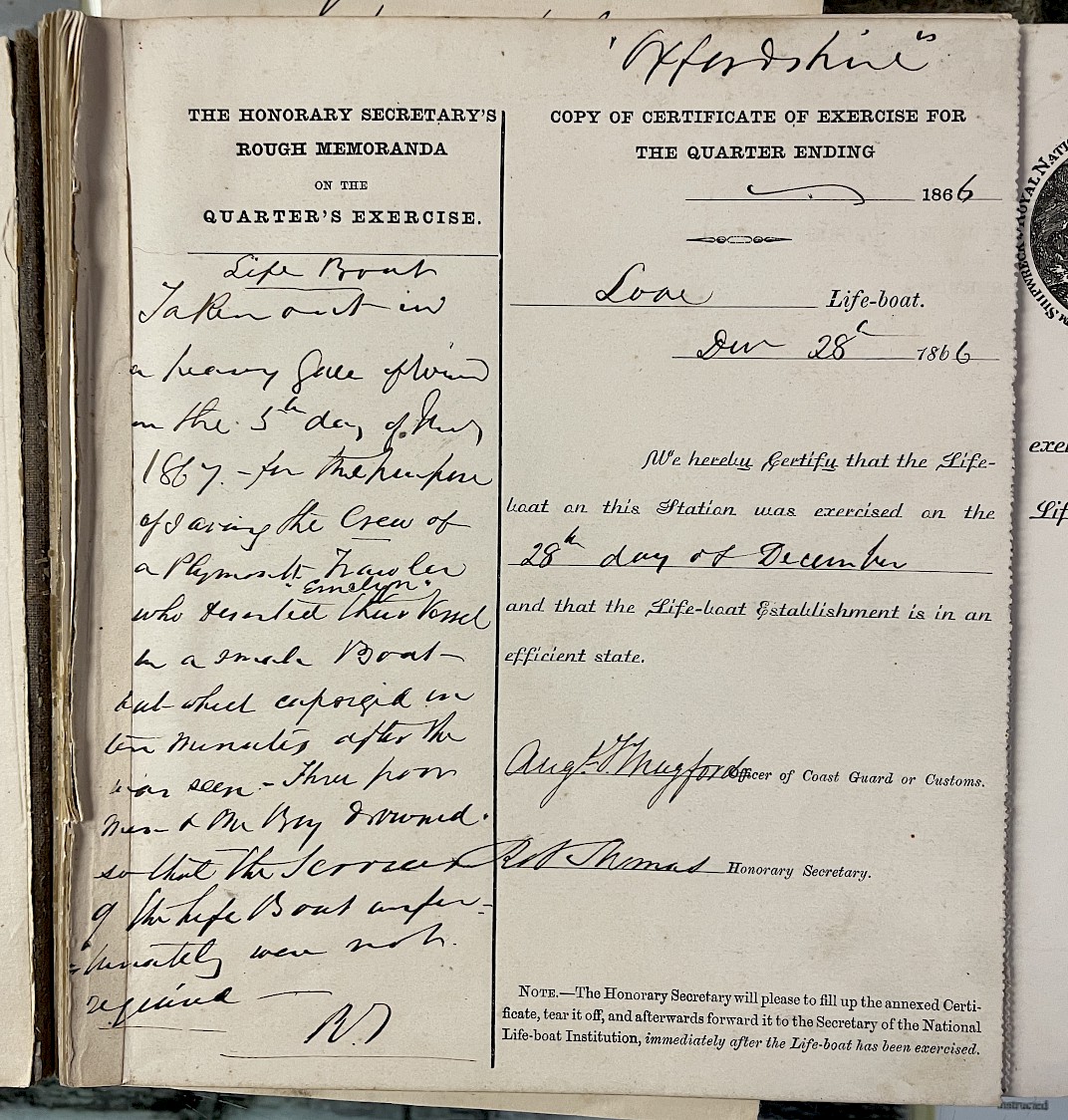 Return for Q4 1866
