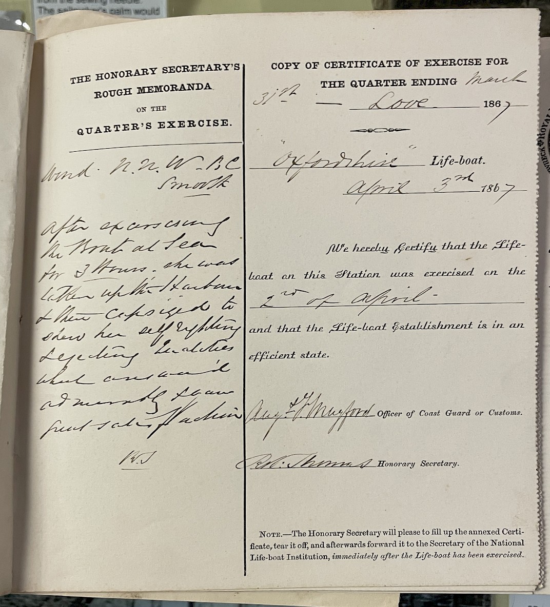 Return for Q1 1867