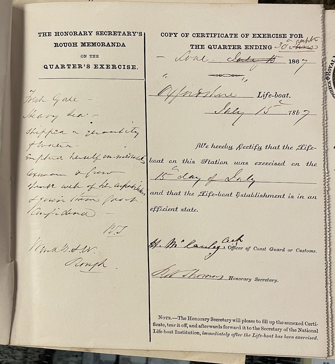 Return for Q2 1867