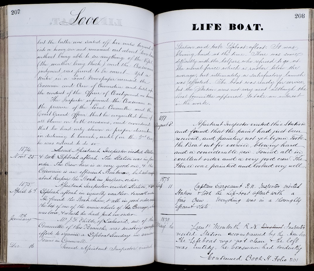 Page from the inspectors' log
