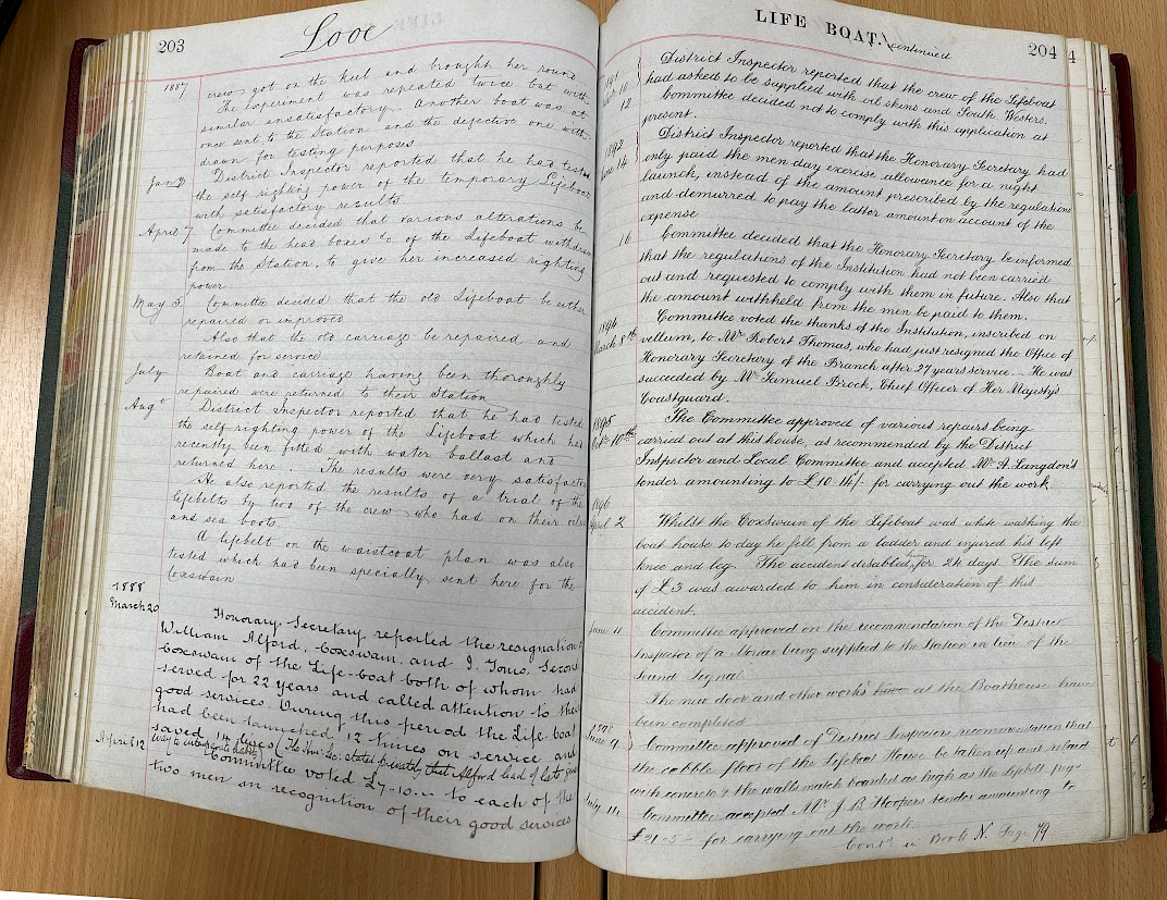 Page from the inspectors' log