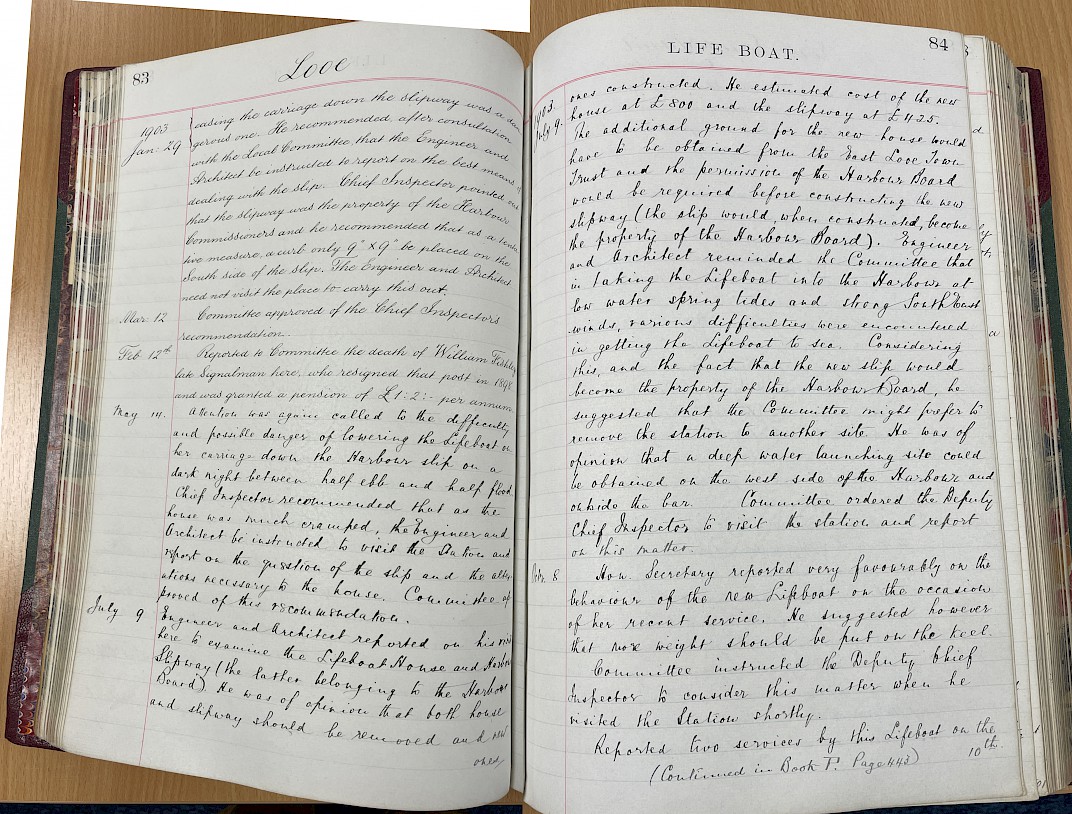 Page from the inspectors' log