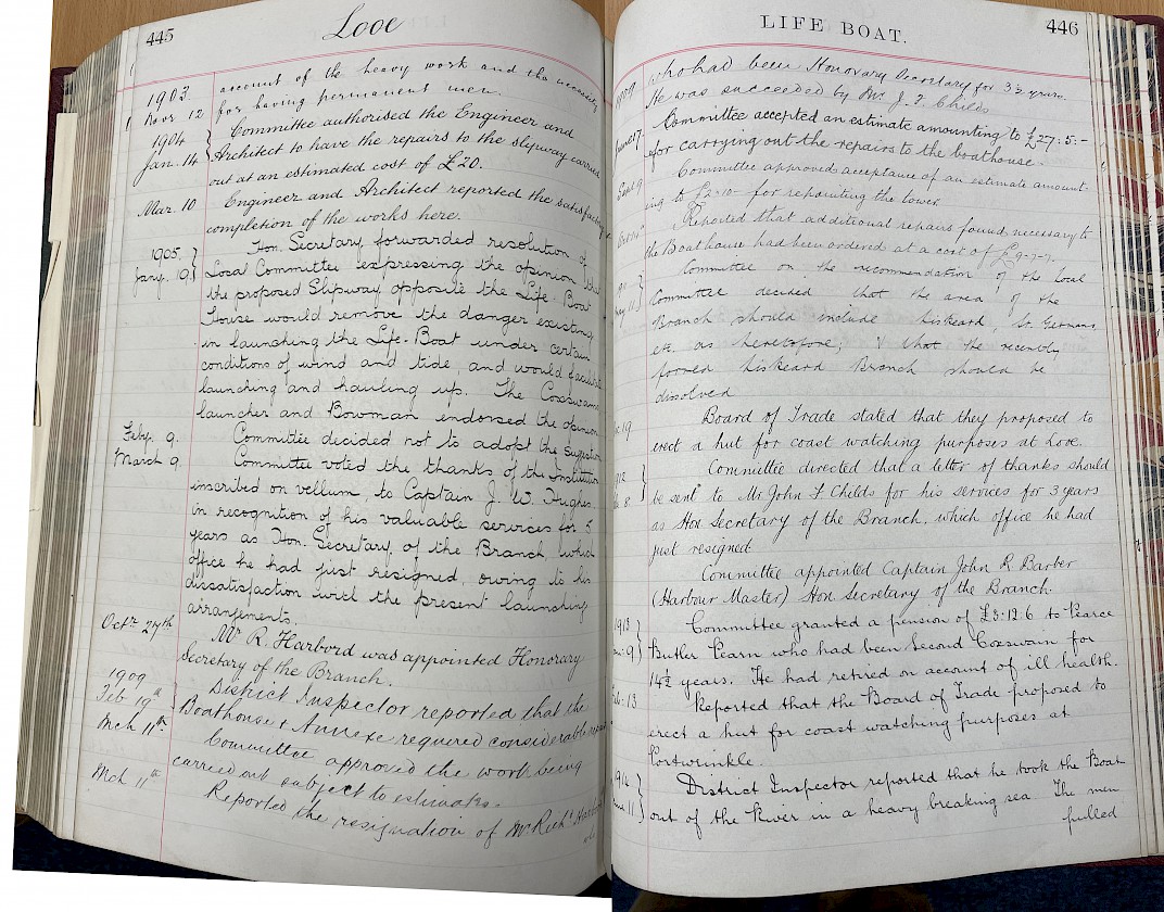 Page from the inspectors' log