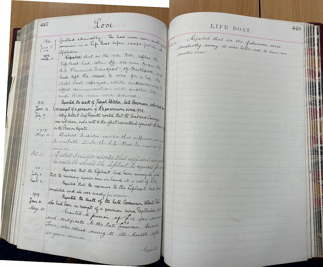 Page from the inspectors' log