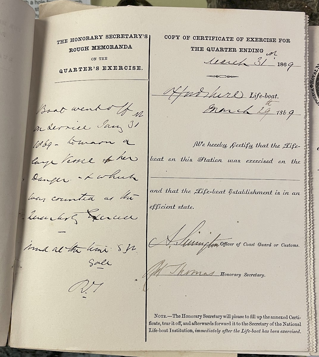 Return for Q1 1869