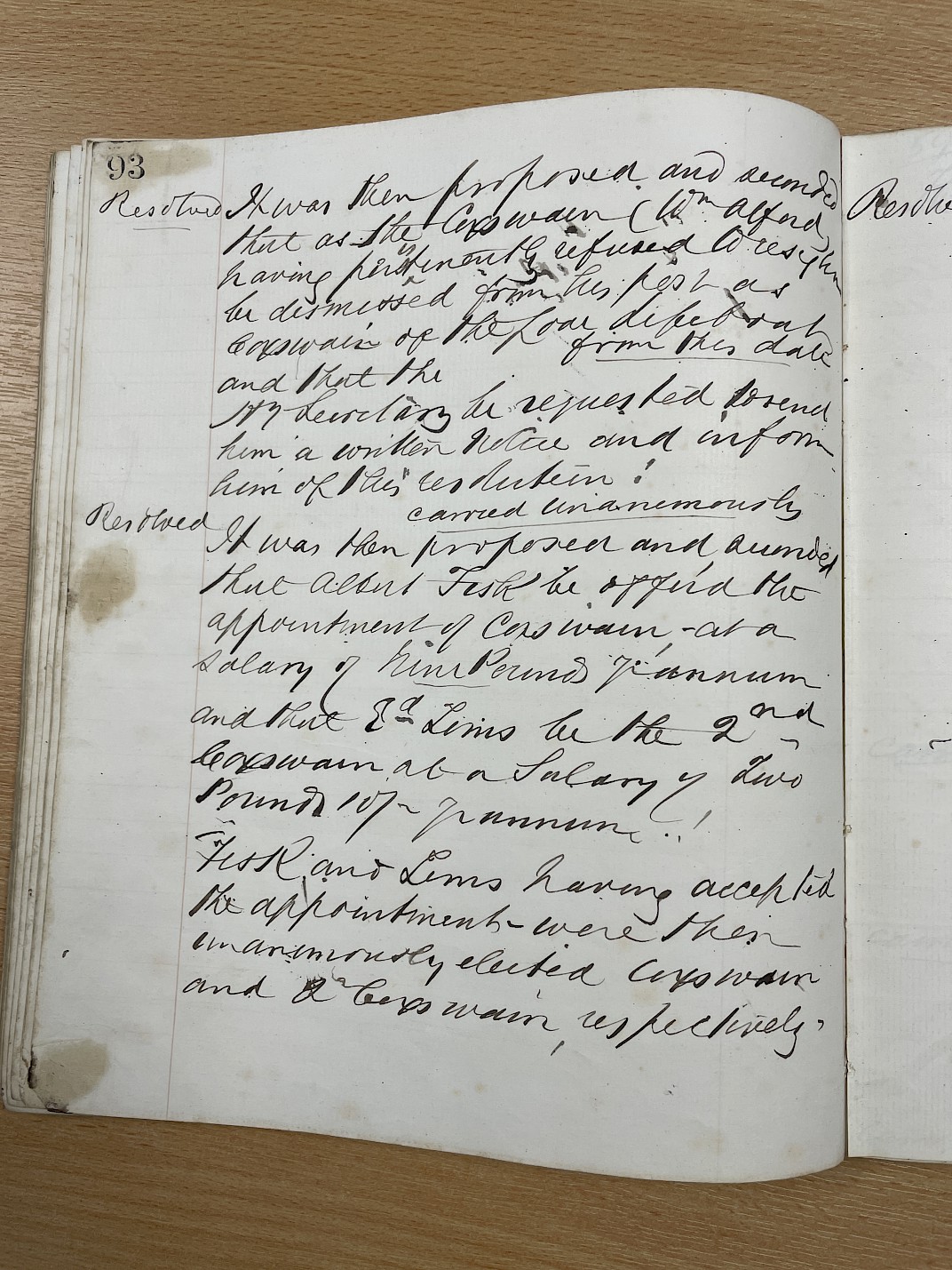 Minutes of the meeting
